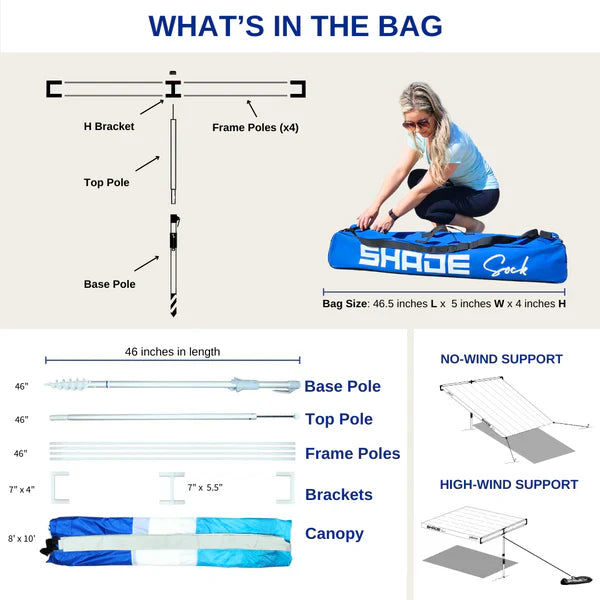 ShadeSock - Wind-Inflating, Silent Beach Shade Introducing, The Revolutionary ShadeSock!